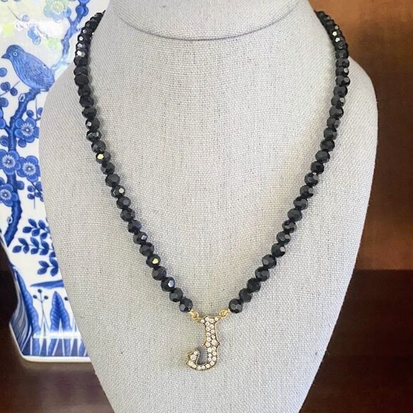 Heidi Daus Crystal-Accented 18" Initial "J" Beaded Necklace Letter J - Picture 3 of 5